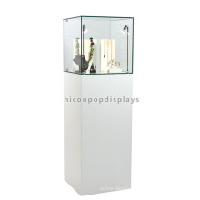 Creative Wood Base Glass Top Illuminated Jewellery Store Fashion Jewelry Showcase Display For Sale